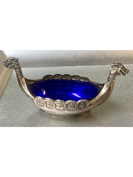 Other - Vtg Viking Ship Sterling 925 Cobalt Blue Salt Cellar Sweden (R-2)